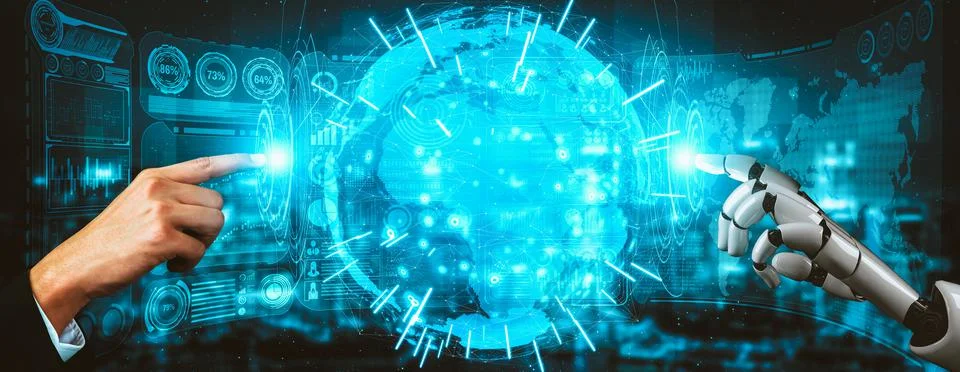 Future artificial intelligence and machine learning for AI droid robot or cyborg Illustrazione stock