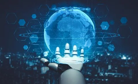 Future artificial intelligence and machine learning for AI droid robot or cyborg Stock Illustration