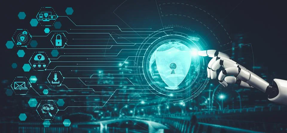 Future artificial intelligence and machine learning for AI droid robot or cyborg Stock-Illustration