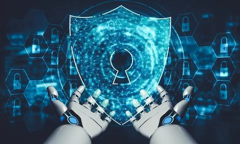 Future artificial intelligence and machine learning for AI droid robot or cyborg Stock Illustration