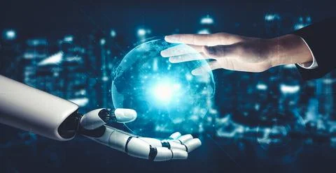 Future artificial intelligence and machine learning for AI droid robot or cyborg Stock Illustration