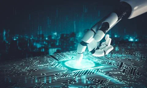 Future artificial intelligence and machine learning for AI droid robot or cyborg Stockillustratie