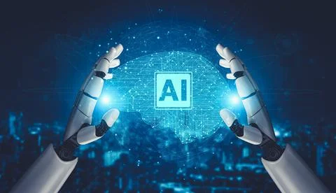 Future artificial intelligence and machine learning for AI droid robot or cyborg Stock Illustration