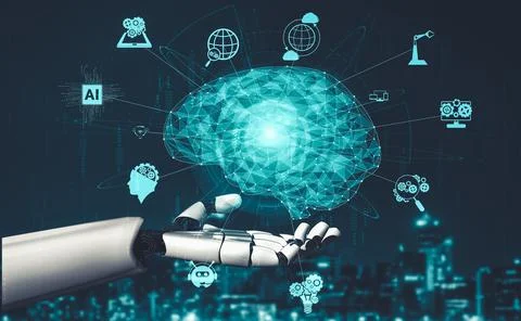 Future artificial intelligence and machine learning for AI droid robot or cyborg イラスト素材