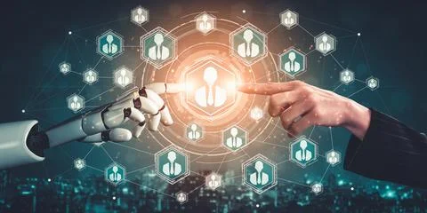Future artificial intelligence and machine learning for AI droid robot or cyborg Stock Illustration