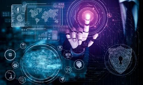 Future artificial intelligence and machine learning for AI droid robot or cyborg Stock-Illustration