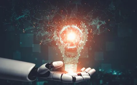 Future artificial intelligence and machine learning for AI droid robot or cyborg Illustrazione stock