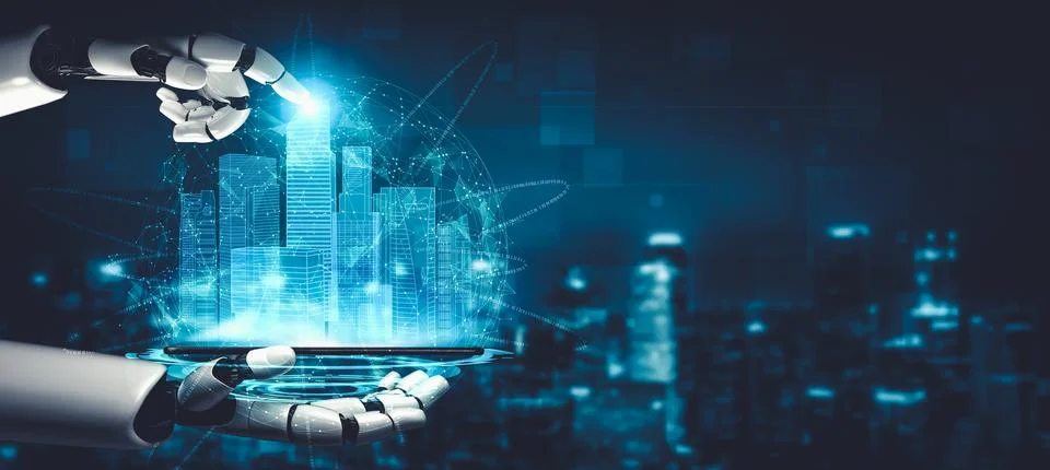 Future artificial intelligence and machine learning for AI droid robot or cyborg Illustrazione stock