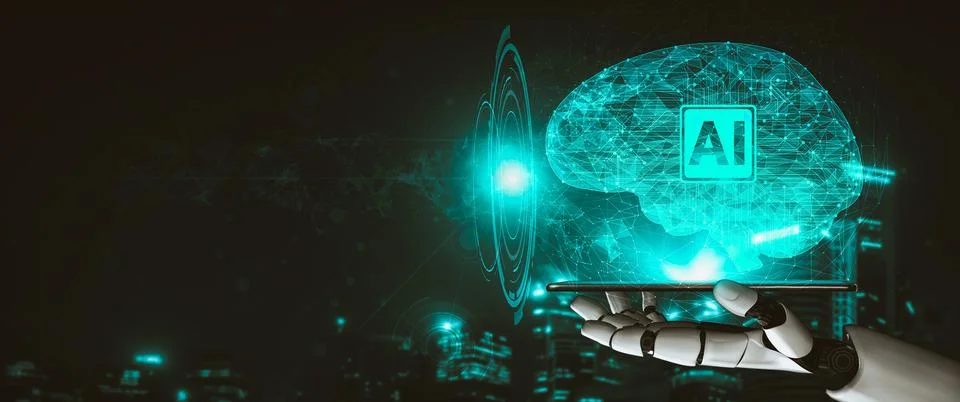 Future artificial intelligence and machine learning for AI droid robot or cyborg 스톡 일러스트