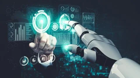 Future artificial intelligence and machine learning for AI droid robot or cyborg Illustrazione stock