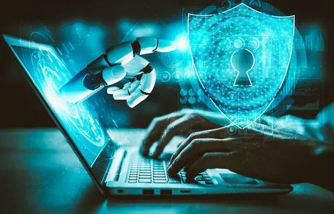 Future artificial intelligence and machine learning for AI droid robot or cyborg Stock Illustration