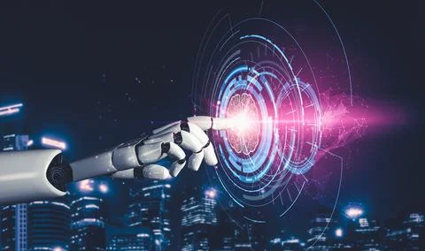 Future artificial intelligence and machine learning for AI droid robot or cyborg Stockillustratie