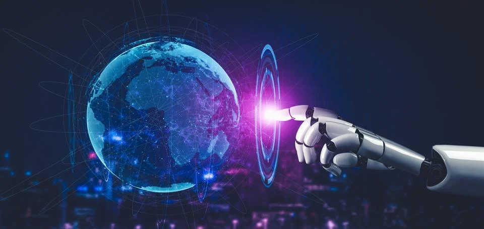 Future artificial intelligence and machine learning for AI droid robot or cyborg Illustrazione stock