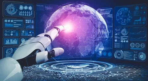 Future artificial intelligence and machine learning for AI droid robot or cyborg イラスト素材