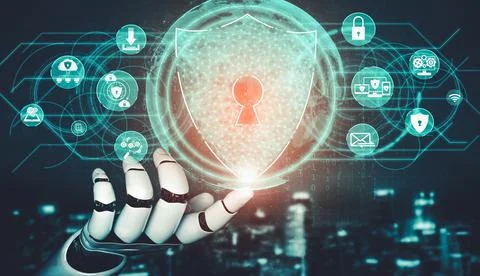 Future artificial intelligence and machine learning for AI droid robot or cyborg Stock-Illustration