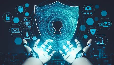 Future artificial intelligence and machine learning for AI droid robot or cyborg Stock Illustration