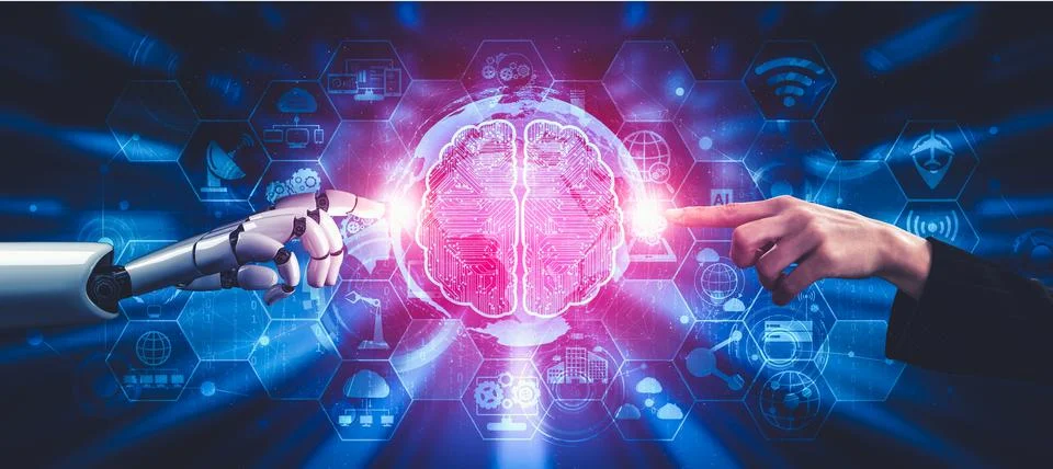 Future artificial intelligence and machine learning for AI droid robot or cyborg イラスト素材