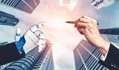 Future artificial intelligence and machine learning for AI droid robot or cyborg Illustrazione stock