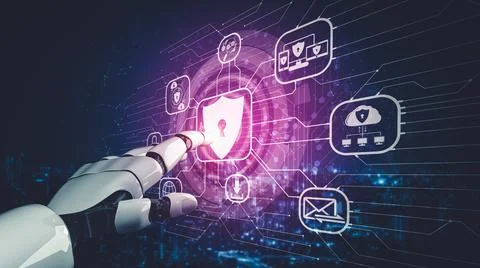 Future artificial intelligence and machine learning for AI droid robot or cyborg Stock-Illustration