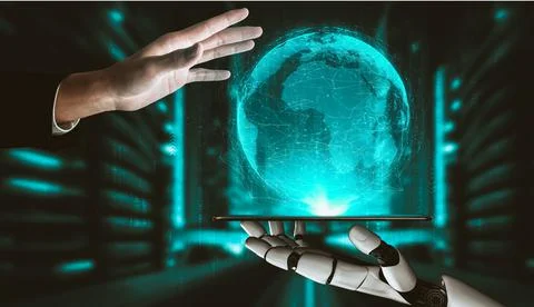 Future artificial intelligence and machine learning for AI droid robot or cyborg Stock Illustration
