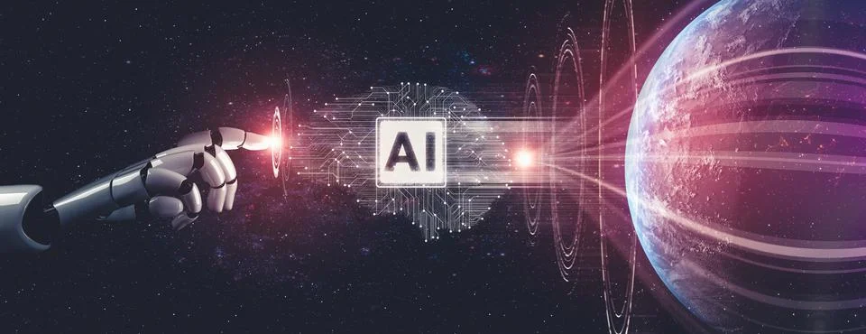 Future artificial intelligence and machine learning for AI droid robot or cyborg Stockillustratie