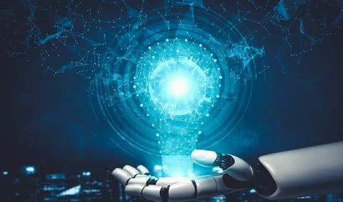 Future artificial intelligence and machine learning for AI droid robot or cyborg Stockillustratie