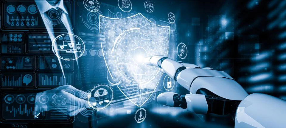Future artificial intelligence and machine learning for AI droid robot or cyborg Stock Illustration