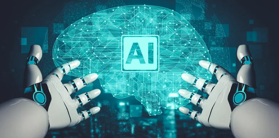 Future artificial intelligence and machine learning for AI droid robot or cyborg イラスト素材