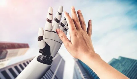 Future artificial intelligence and machine learning for AI droid robot or cyborg Stock Illustration