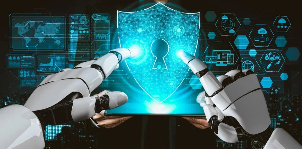 Future artificial intelligence and machine learning for AI droid robot or cyborg Stock-Illustration