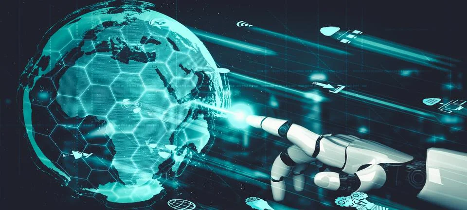 Future artificial intelligence and machine learning for AI droid robot or cyborg イラスト素材