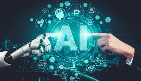 Future artificial intelligence and machine learning for AI droid robot or cyborg イラスト素材