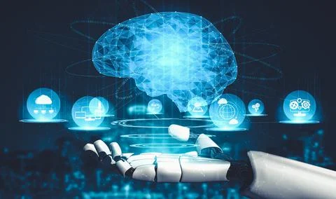 Future artificial intelligence and machine learning for AI droid robot or cyborg イラスト素材