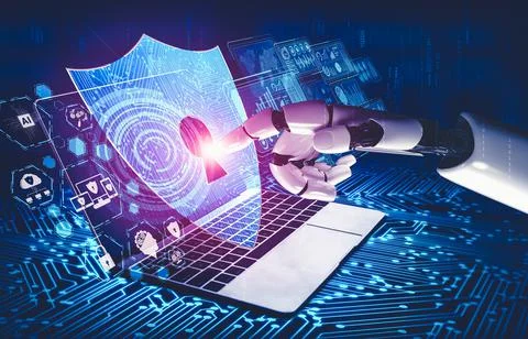 Future artificial intelligence and machine learning for AI droid robot or cyborg Stock-Illustration