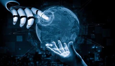 Future artificial intelligence and machine learning for AI droid robot or cyborg Illustrazione stock