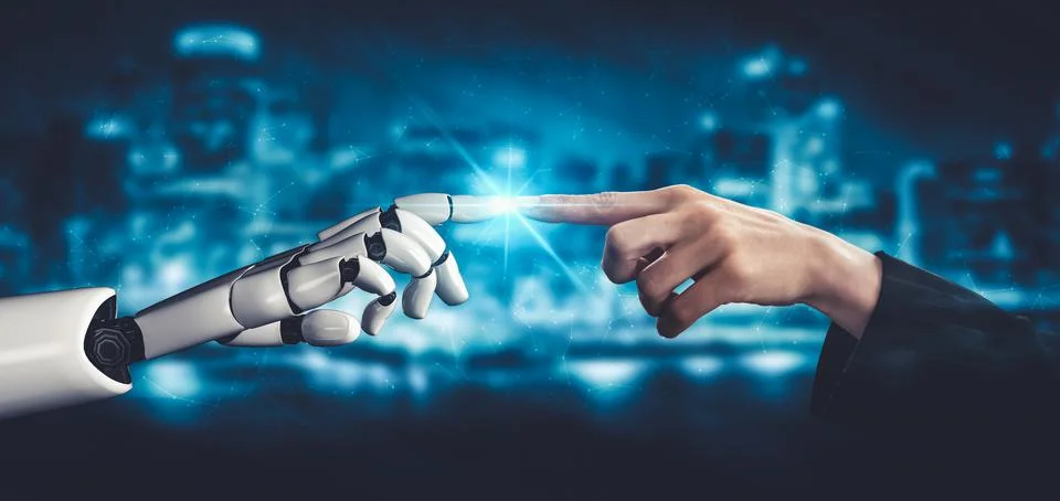 Future artificial intelligence and machine learning for AI droid robot or cyborg Stock Illustration