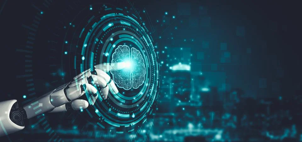 Future artificial intelligence and machine learning for AI droid robot or cyborg 스톡 일러스트