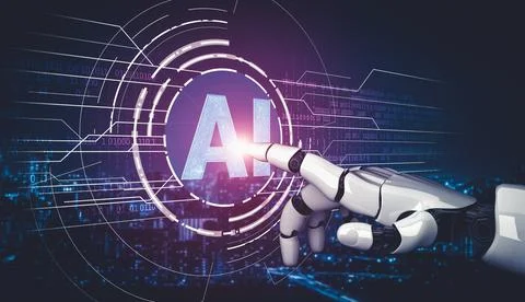 Future artificial intelligence and machine learning for AI droid robot or cyborg Stockillustratie