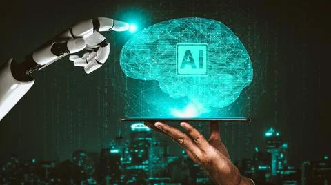 Future artificial intelligence and machine learning for AI droid robot or cyborg イラスト素材