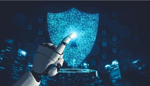 Future artificial intelligence and machine learning for AI droid robot or cyborg Stock Illustration