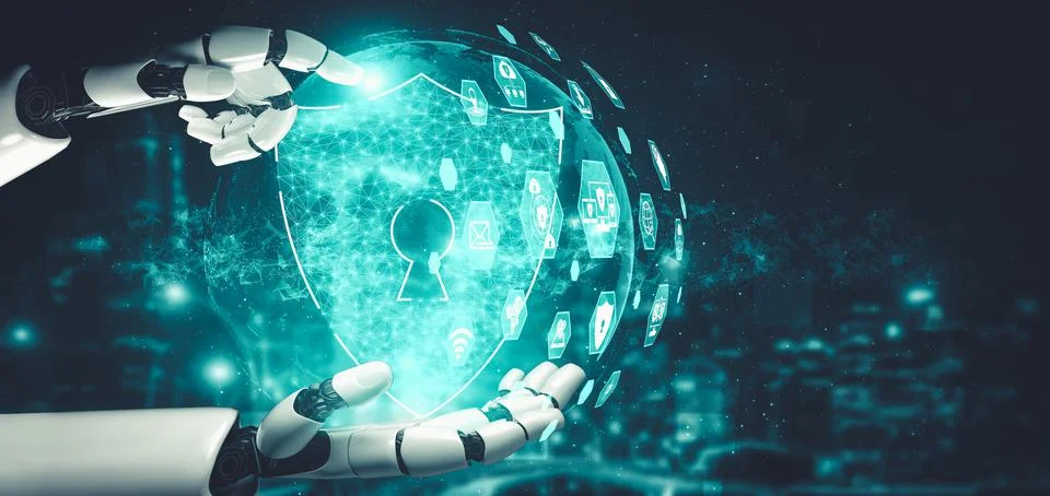 Future artificial intelligence and machine learning for AI droid robot or cyborg Stock Illustration