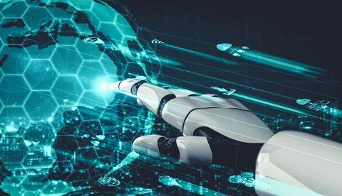 Future artificial intelligence and machine learning for AI droid robot or cyborg イラスト素材