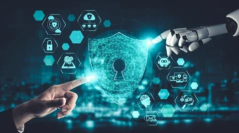 Future artificial intelligence and machine learning for AI droid robot or cyborg Stock Illustration