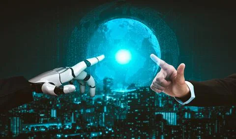 Future artificial intelligence and machine learning for AI droid robot or cyborg 스톡 일러스트