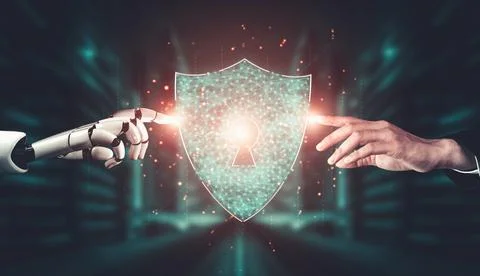 Future artificial intelligence and machine learning for AI droid robot or cyborg Stock Illustration