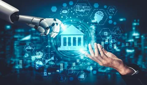 Future artificial intelligence and machine learning for AI droid robot or cyborg Stock Illustration