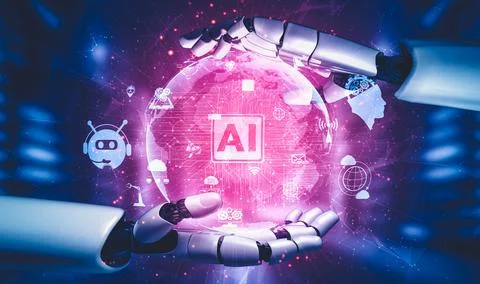 Future artificial intelligence and machine learning for AI droid robot or cyborg Stockillustratie