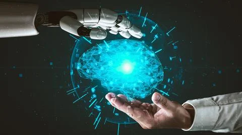 Future artificial intelligence and machine learning for AI droid robot or cyborg イラスト素材