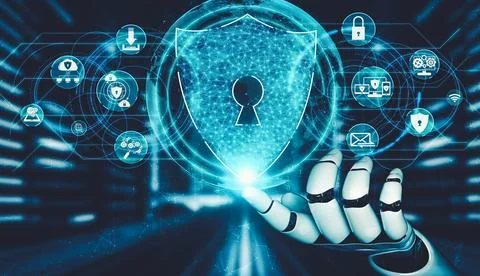 Future artificial intelligence and machine learning for AI droid robot or cyborg Stock Illustration