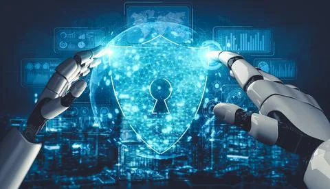 Future artificial intelligence and machine learning for AI droid robot or cyborg Stock Illustration